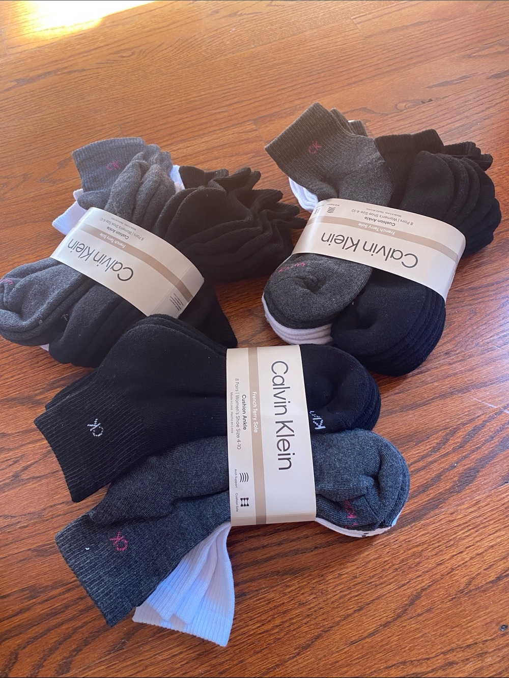 Set of three Calvin Klein women’s 8 pairs cushion Ankle Socks